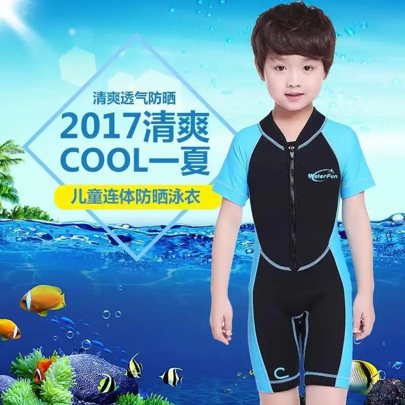 3 мм неопреновые гидрокостюмы детские цельные купальные костюмы с короткими рукавами для дайвинга для мальчиков и девочек