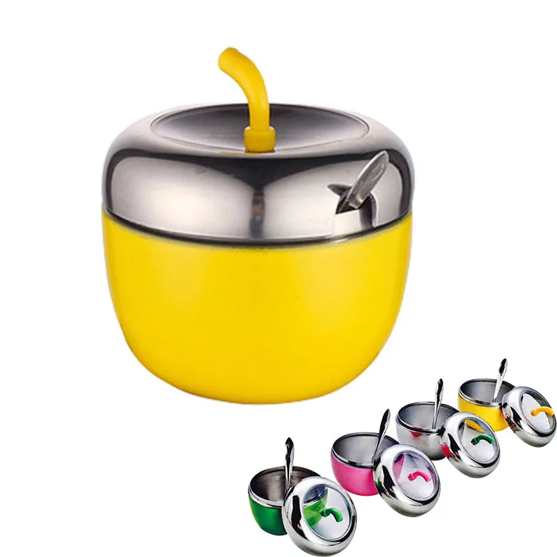 

Spice Boxes Cooking Tools Colorful Apple Shape Kitchen Accessories Stainless Steel Seasoning Box Spice Jar Storage Containers