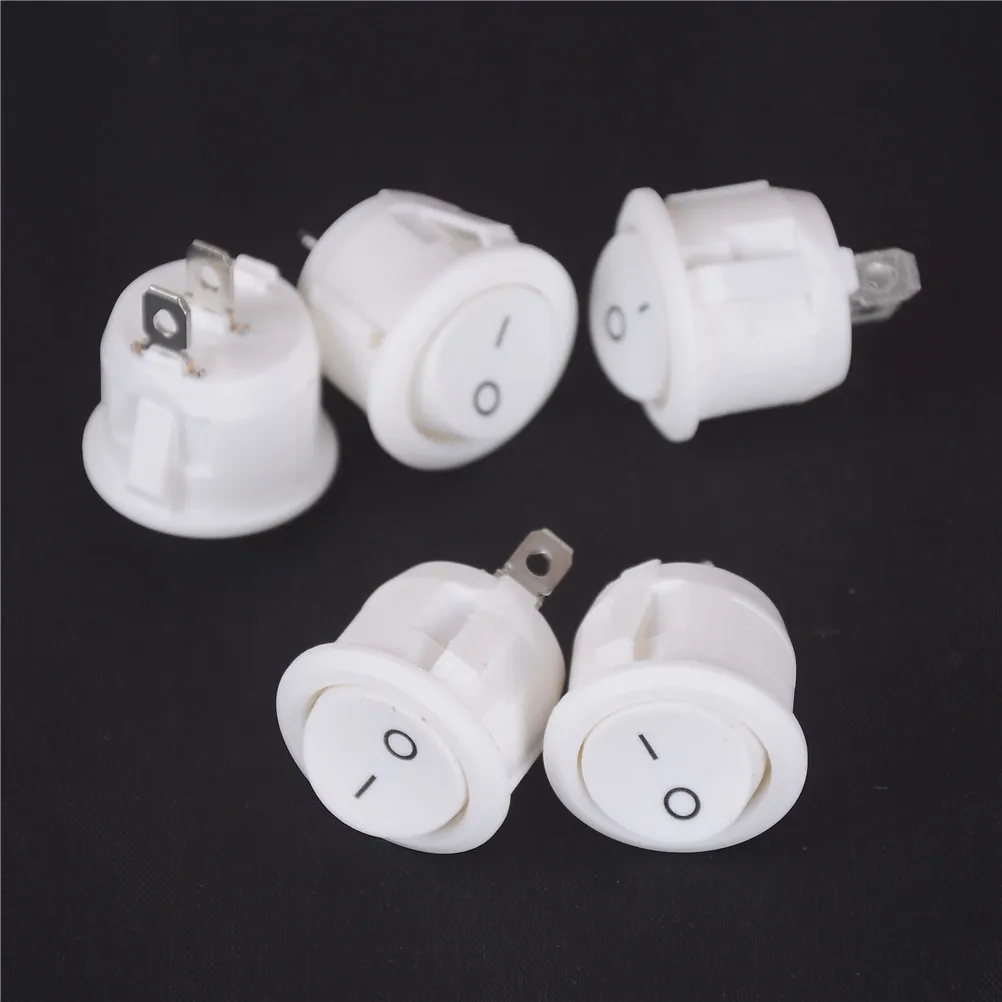 5PCS Mini 23mm Small Round Boat Rocker Switches Round White 2 Pin ON
