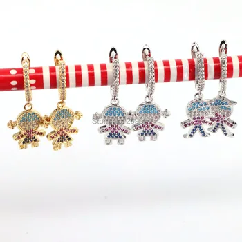 

5Pair Fashion design Micro Pave CZ Girls and Boys Charms Dangle Earrings For Women