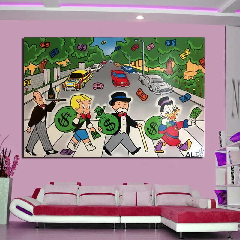 

Alec Monopoly Cross The Road Wall Art Canvas Painting Posters Prints Modern Painting Wall Picture For Living Room Home Decor Art