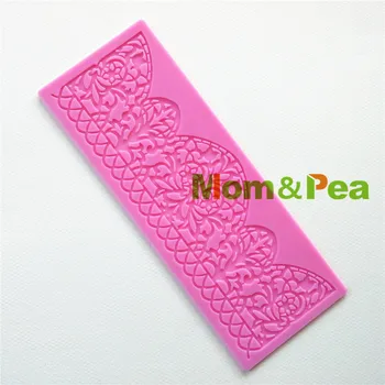 

Mom&Pea GX127 Free Shipping Silicone Lace Mold Cake Decoration Fondant Cake 3D Mold Food Grade Silicone Mould