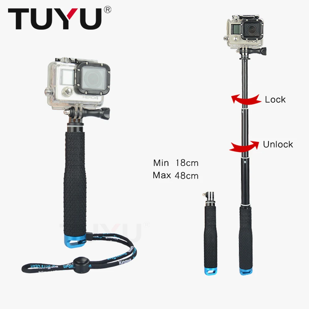 TUYU алюминиевый выдвижной ручной монопод для селфи Gopro gopro Go Pro Hero 5 3 4 SJCAM sj4000 SJ5000 Xiaomi