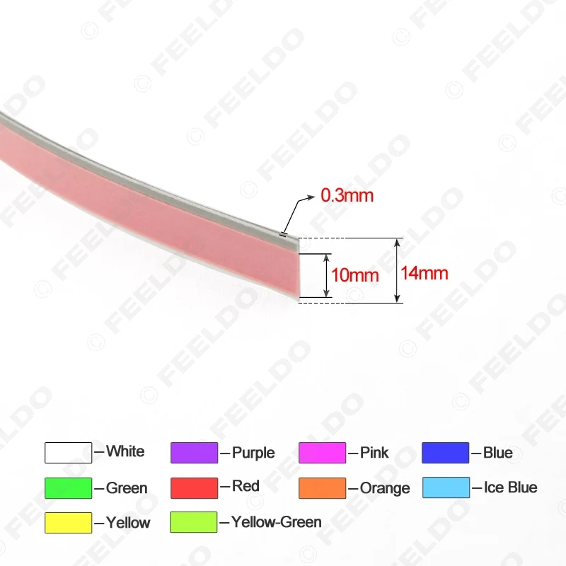 FEELDO 100 см* 14 мм Электролюминесцентная лента EL Wire холодный светильник, автомобильный окружающий светильник DC 12 В 10 цветов# FD-4468
