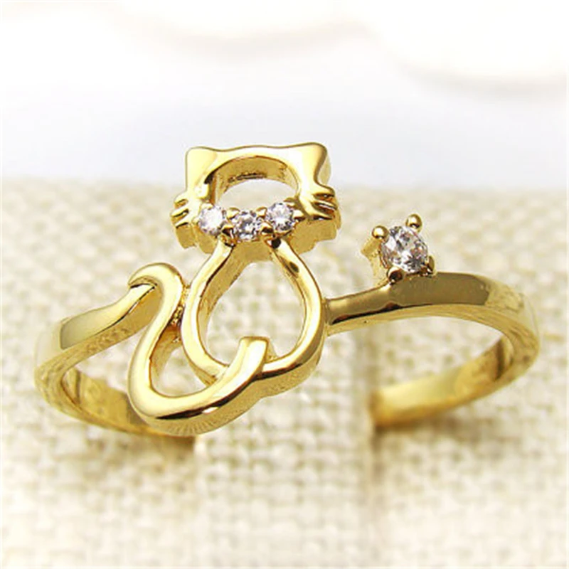 Модная кошка кольцо выдалбливают линия с Стразы для женщин|crystal rings for women|cat ringcrystal