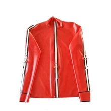 Последний латексный Топ красного и черного цвета с длинными рукавами пальто на молнии размер XXS-XXL