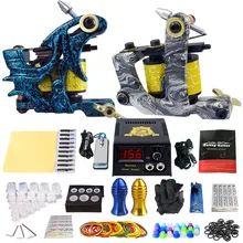 GUCCTA Полный комплект татуировки 2 профессиональный комплект машина татуировки машина катушки Пистолеты Питание иглы Захваты Набор для начинающих комплекты