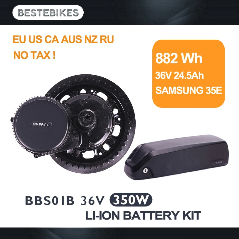 Clearance BAFANG BBS01B BBS01 350w 36v24.5ah Samsung bettery electric motor bicycle conversion kit moteur electrique velo mid motor 0