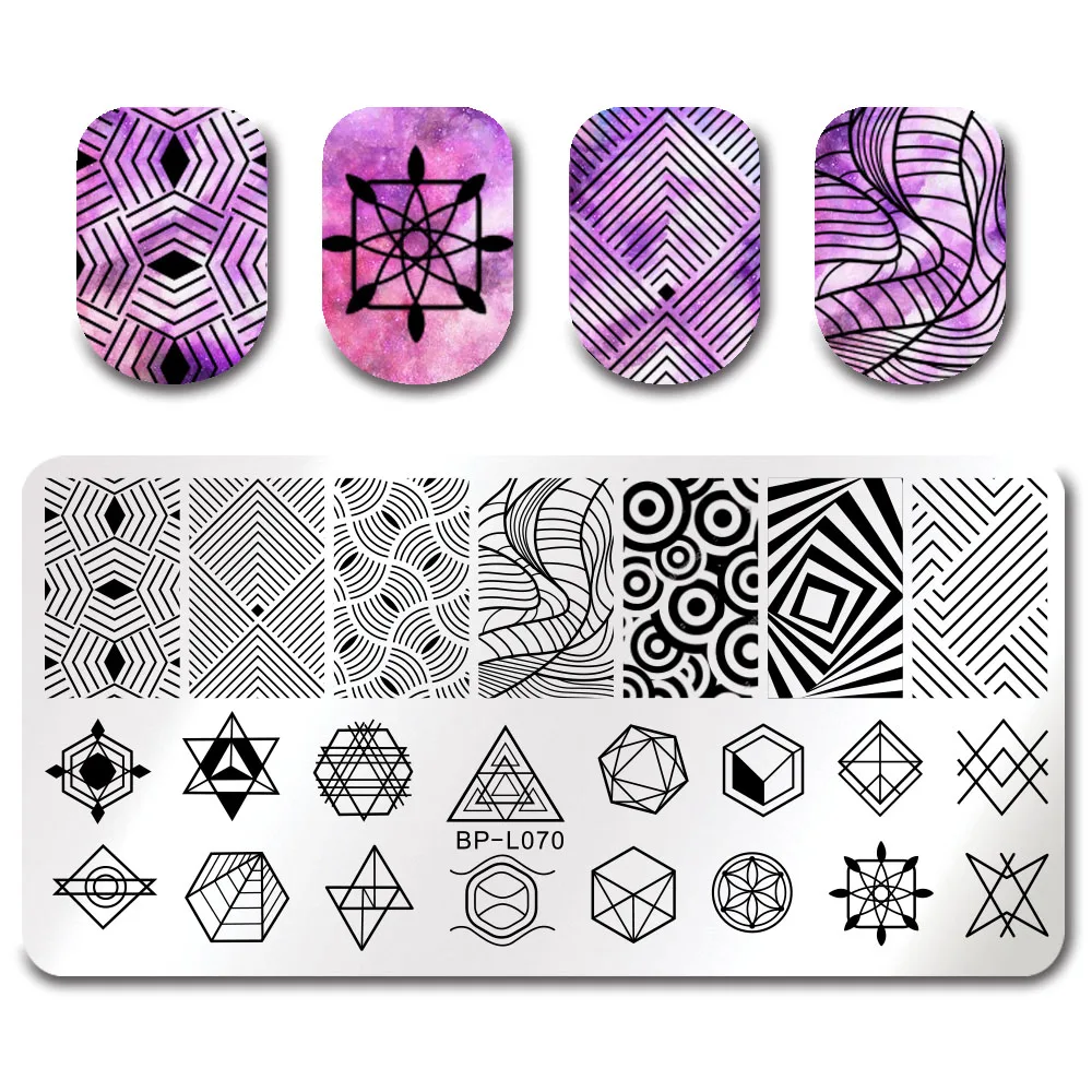 

BORN PRETTY Geometry Anchor 5 Patterns Nail Stamping Template Floral Design Rectangle Manicure Nail Art Image Plate BP-L068~72