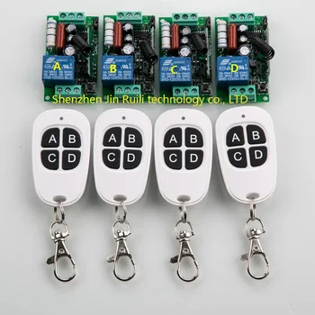 

New AC 220V 10A 1CH RF Wireless Remote Control Switch System teleswitch 4X Transmitter + 4 X Receiver Learning Code JRL-220V-4