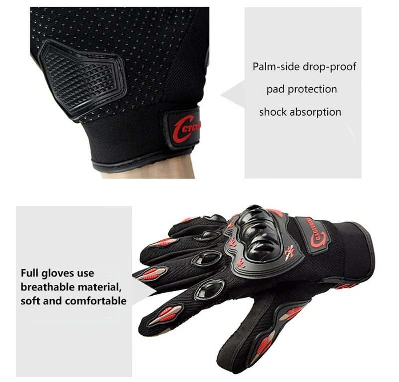 Breathable Motorcycle Full Finger Glove Screen-Touch Motocross Off Road Gloves ATV Racing Guante Black Gloves CYCLEGEAR CG666