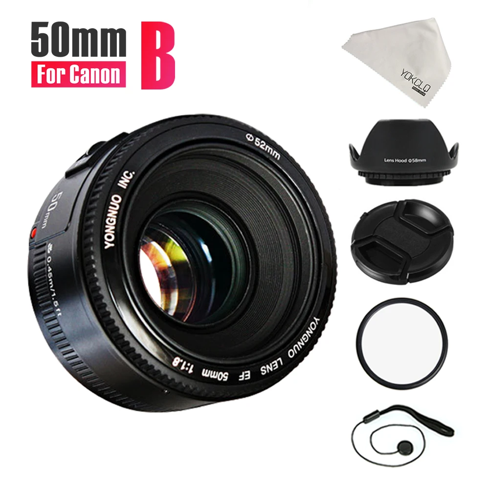 2018NEW YONGNUO YN50mm объектив с фиксированным фокусом EF 50 мм f/1.8 AF/MF линзы Большой