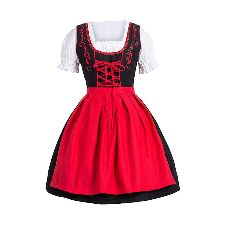 Женская Бавария Октоберфест трахтен костюм горничной Передняя шнуровка фартук платье юбка Dirndl Fraulein Cos наряд для женщин 4XL 5XL