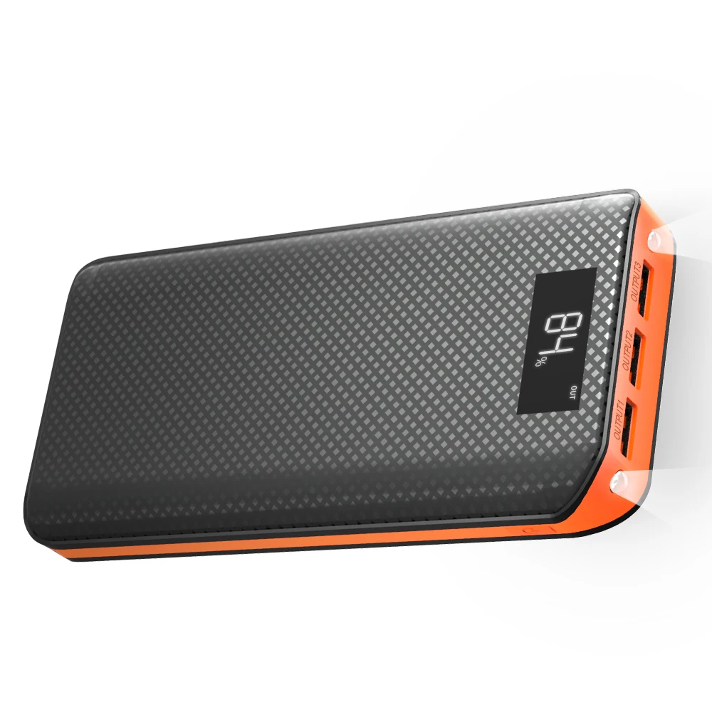  Power Bank 20000mAh External Battery Pack Triple USB Output Charging 3 Devices at the Same Time wit
