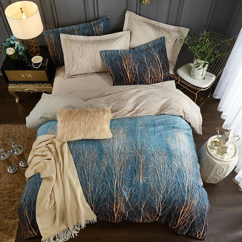 

Tree Branch Bedding Set Queen King Size Bed Sheets Pillowcase Duvet Cover 100% Cotton Printed Modern Decor Winter Home Textiles