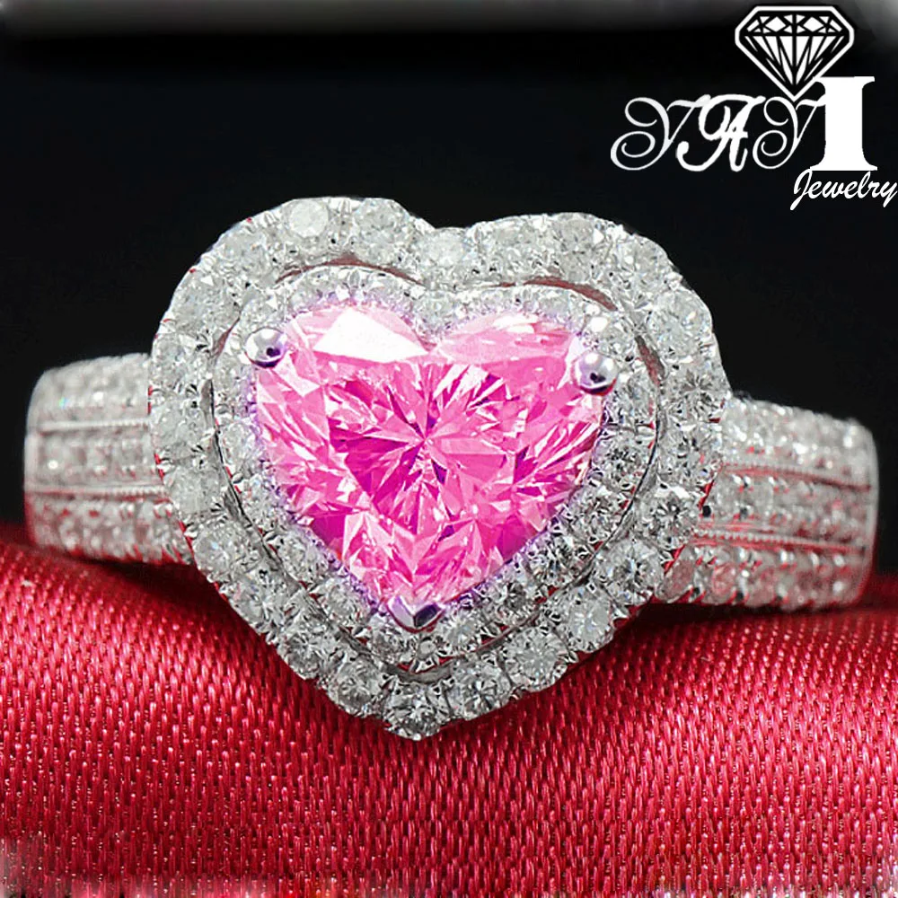 YaYI Fashion Women Jewelry Ring 2.9CT Pink Zircon CZ Silver Color Engagement Rings wedding Rings Party Rings