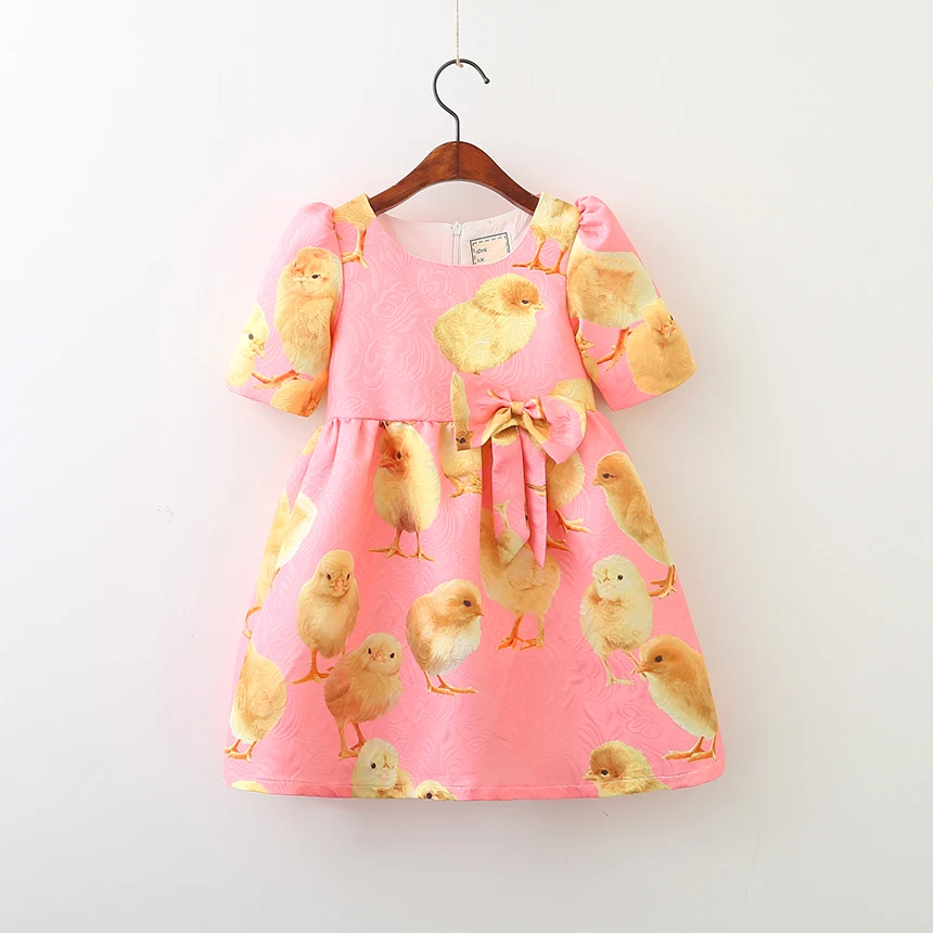 Kids Animal Chicken Dresses O Neck Children Spring Summer Clothes