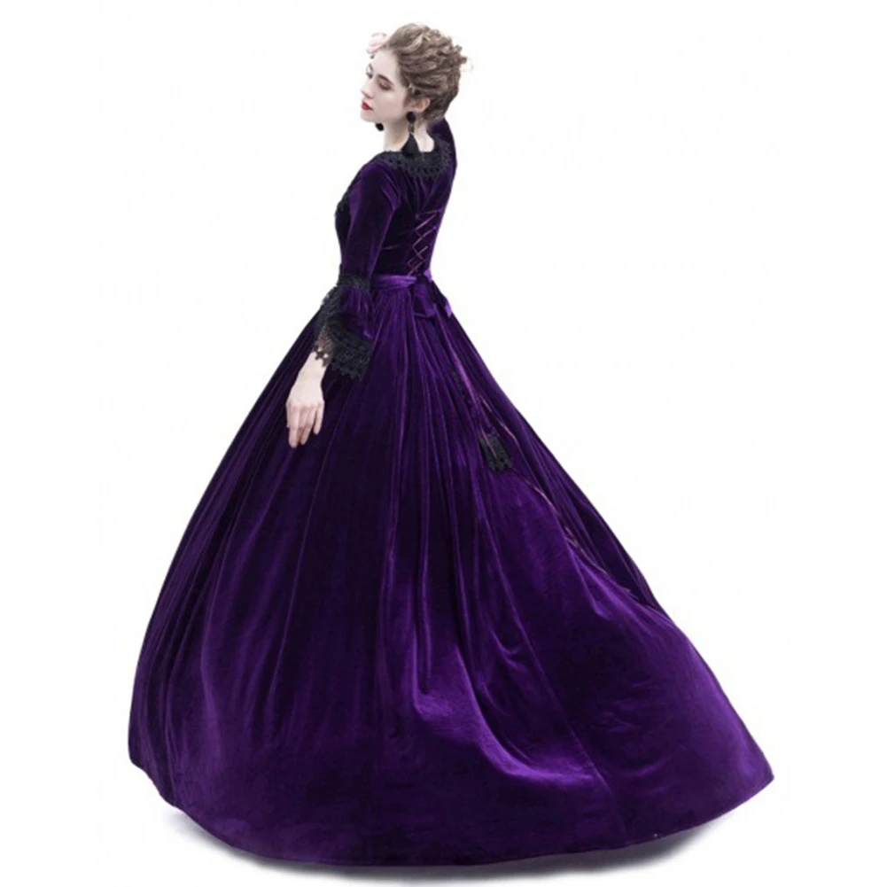 High Quality Medieval Dress Women Vintage Sqaure Collar Long Dresses Costume Renaissance Gothic Costume Gown Halloween Cosplay