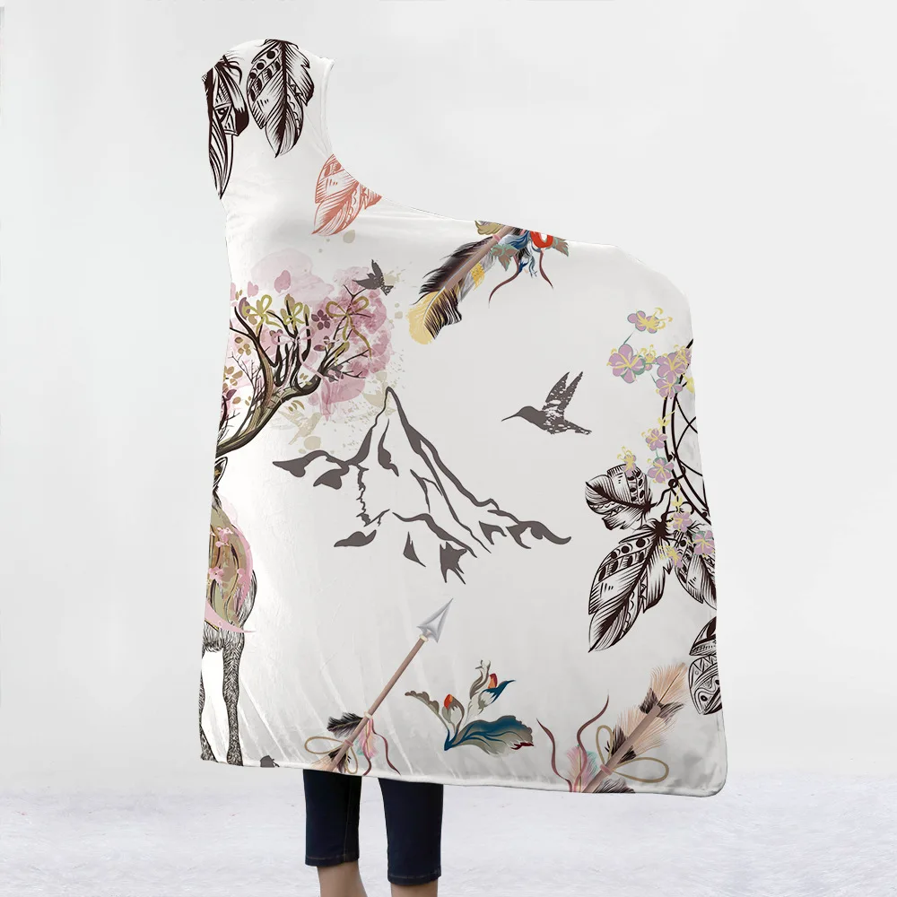 الأيائل/موس الطباعة مقنعين بطانية الدفء الكبار الاطفال عباءة كنبة مكتب السفر رشاقته بطانية مزدوجة طبقة كسول البطانيات