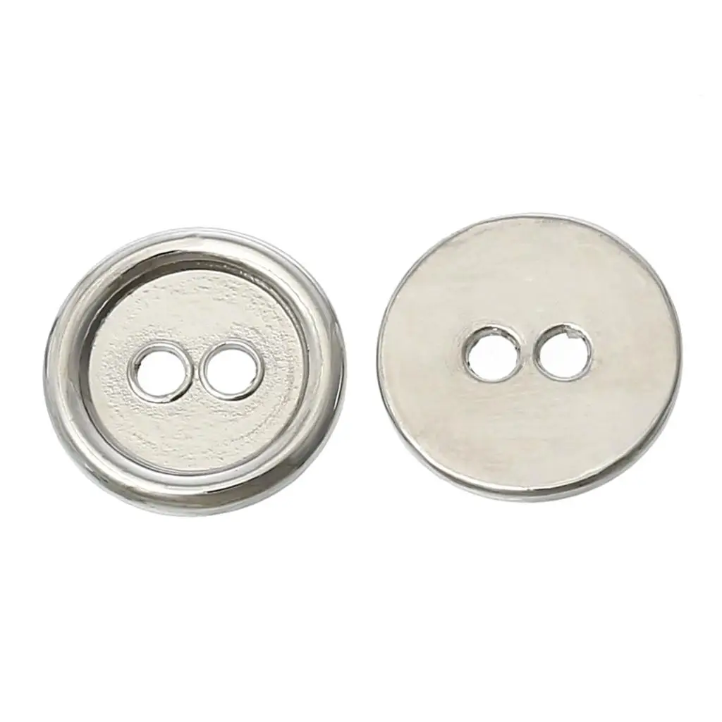 DoreenBeads Zinc Metal Alloy Sewing Button Metal Buttons Round Silver