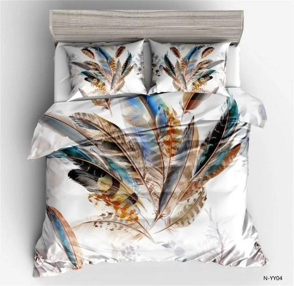 Bedding Setl Feathers Duvet Cover Bohemian Mandala Bedclothes