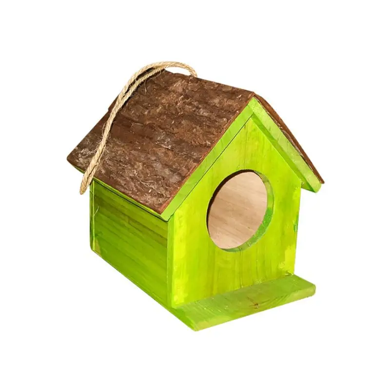 Creative Bird Nest Fir Bark House Shape Birds Breeding Nests Birdhouse Wooden Ornaments - Цвет: -GN