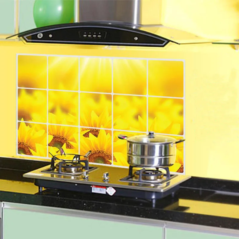 Kitchen Oil-Proof Wall Sticker Sunflower Waterproof Poster Mural Home Decor Wallpaper Prevent High Temperatures Wall Art Decal Kitchen Oil-Proof Wall Sticker Sunflower Waterproof Poster Mural Home Decor Wallpaper Prevent High Temperatures Wall Art Decal
