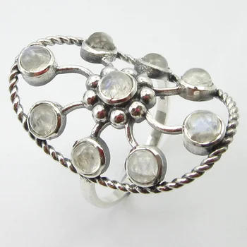 

Solid Blue Round Rainbow Moonstone Ring Size 9 Face Width 32 mm Unique Designed