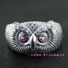 Розовый 925 из чистого кашемира тайское серебро кольцо в виде совы