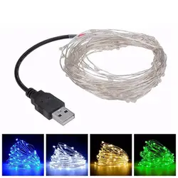 СВЕТОДИОДНЫЕ гирлянды 5 м/10 м 100led 5 в с питанием от USB Наружное освещение медная проволока Рождественский фестиваль Свадебная вечеринка