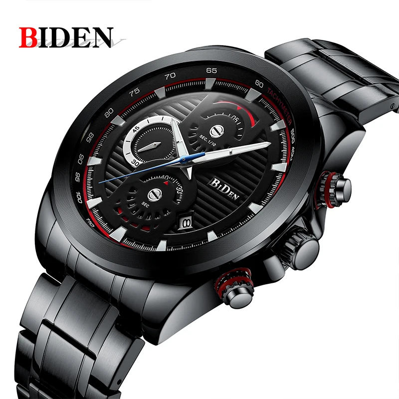

Man watch BIDEN Top Brand Fashion Casual Business Watch relogio masculino Men Quartz Wristwatch Steel Strap Waterproof Watch men