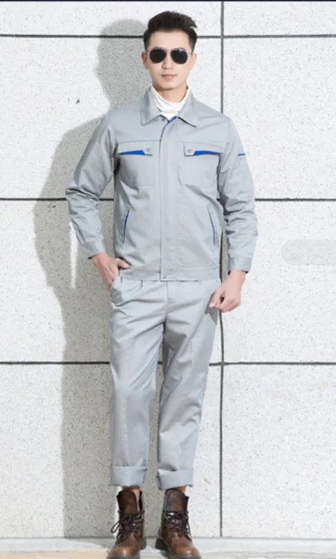 Рабочая одежда для мужчин и женщин, сварочный аппарат, ремонт, большой размер, спецодежда, сшитая защитная Рабочая куртка, чистящая униформа - Цвет: 4 pic color set