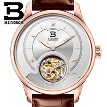 Luxury Switzerland BINGER Watches Men Japan Seagull Automatic Movement Tourbillon Sapphire Alligator Hide Men s Watch