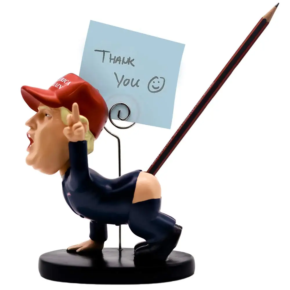 Трамп ручка держатель Настольная декоративная ручка вставка с бизнес-держатель для карт качающаяся голова мультфильм кукла как подарок Забавный