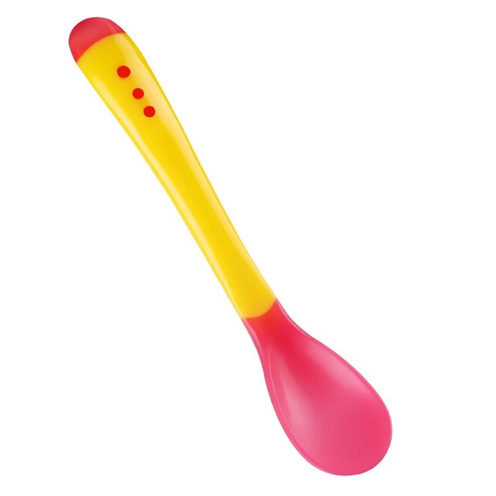 1 шт. детская безопасная ложка для кормления с датчиком температуры Детская Ложка силиконовая детская посуда для кормления Детские Ложки - Цвет: Цвет: желтый