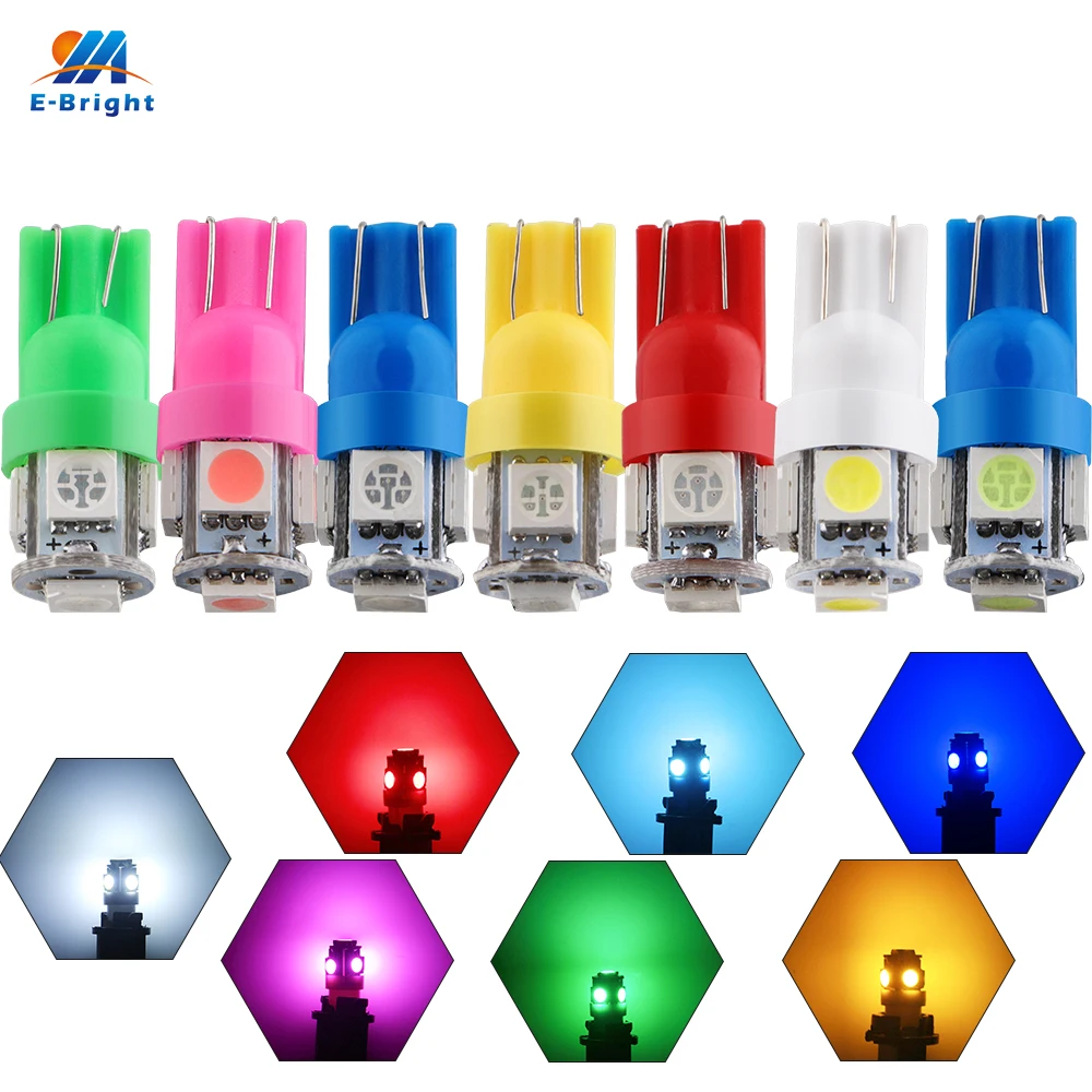 

YM E-Bright 100X T10 194 168 W5W 5050 5 SMD 5 LED Car Light Bulb Reading Light Interior Lamp Mix Colors Auto Bulbs Popular