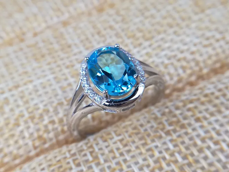 [MeiBaPJ] 925 пробы Серебряное инкрустированное с 3 каратами натуральный Лондон Голубой топаз камень Открытое кольцо для женщин