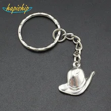 Hapiship 2017 New Women Men s Fashion Jewelry Handmade Silver Hat Key Chains Key Rings Alloy