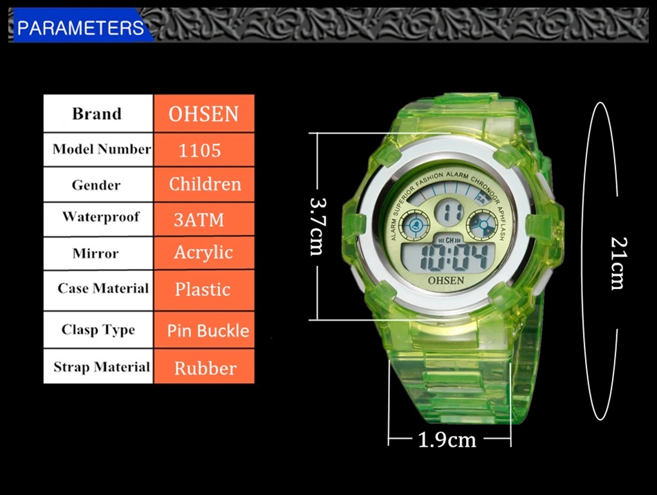 OHSEN Children Watch Fashion Casual Watches Quartz Wristwatches Waterproof Jelly Kids Clock boys Hours girls Students Wristwatch (4)