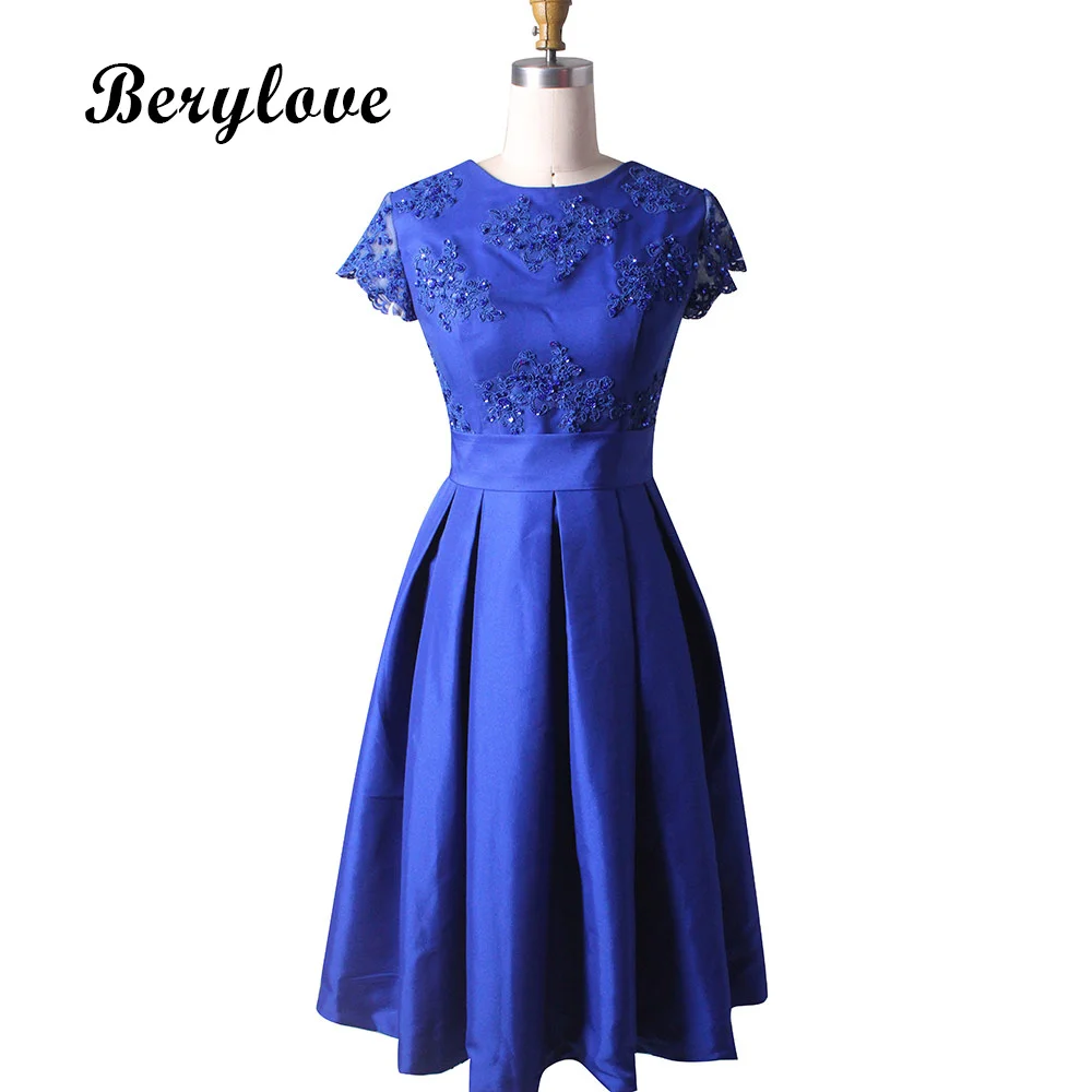 Knee Length Royal Blue Graduation Dresses Homecoming Dresses With