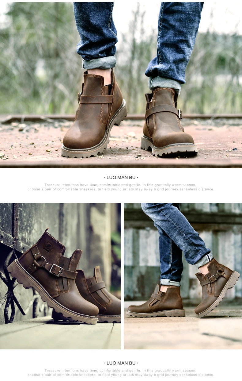 Новые мужские ботинки из воловьей кожи; набор пряжек; мужские ботинки из натуральной кожи; botas hombre