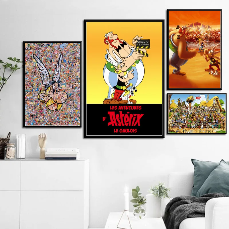 

P069 Asterix France Classic Comic Art Painting Silk Canvas Poster Wall Home Decor
