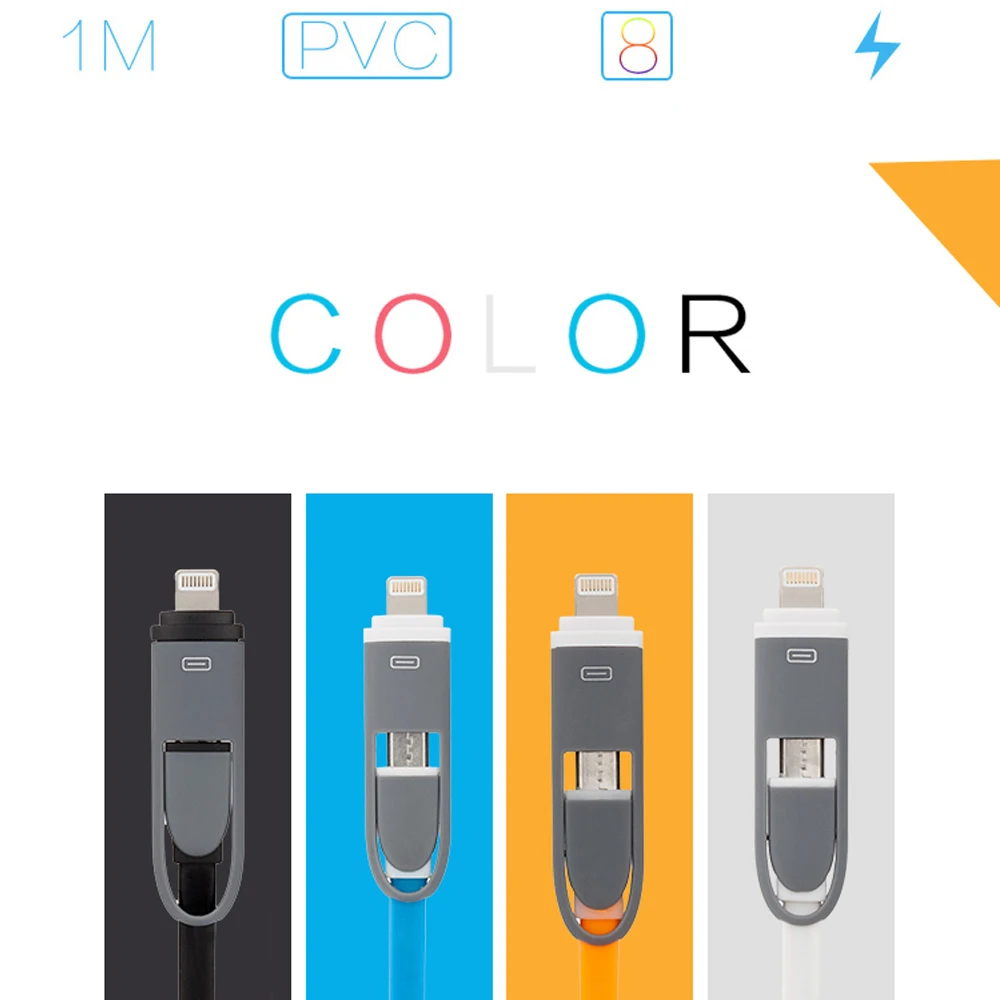 

2 in 1 Micro USB 8 Pin Charging Fast Charger Data Sync Cable For Lightning Universal Mobile Phone Cables For iPhone Android iPad