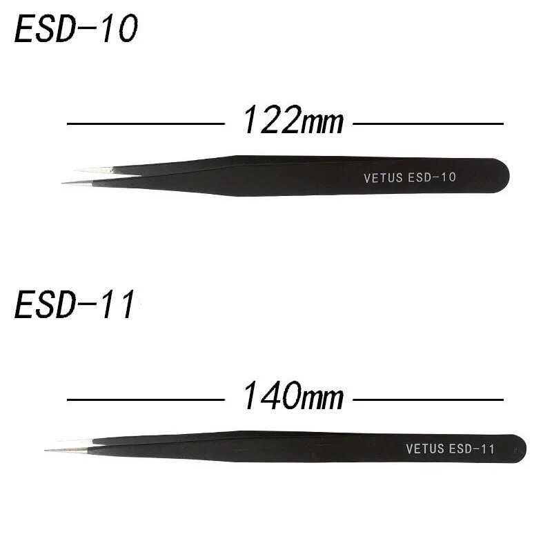 UANME 6PCS/SET ESD-10,11,12,13,14,15 Precision Anti Static Tweezers Stainless Steel Tweezers Set For BGA Work Repair Tool