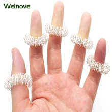 1 шт., серебряное кольцо для массажа пальцев Promifun, кольцо для иглоукалывания, стальное кольцо для здоровья, массажер для рук, массажер для тела, Tens, помощь при снятии стресса, SleepC174