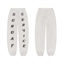 Новинка Kanye West SUNDAY сервис хлопок 1:1 с буквенным принтом для женщин и мужчин штаны для бега хип-хоп Уличная одежда мужские спортивные штаны