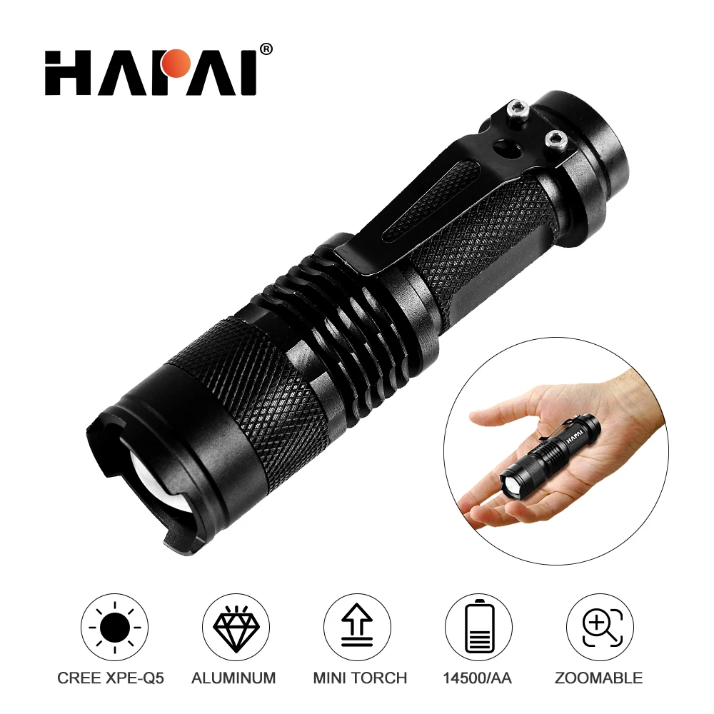 

Mini LED Flashlight 4000LM Q5 T6 LED Torch Adjustable Focus Zoom Flash Light Lamp use 14500 and 18650 battery