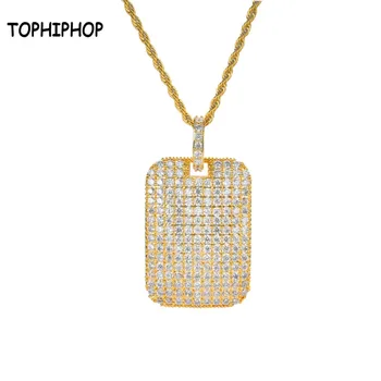 

Full Iced Out Cubic Zircon Stone Square Pendant Matching Chain