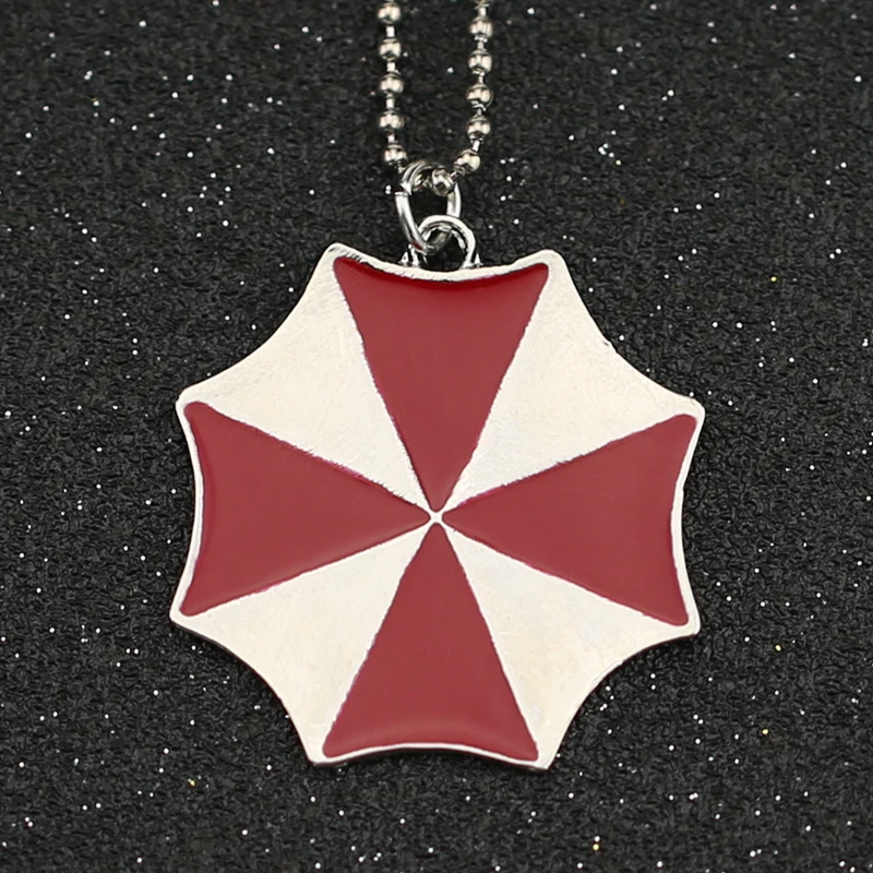 

Biohazard Necklace Alice Umbrella Corporation Red Enamel Silver Pendant Logo Fashion New Movie Game Jewelry Men Women Wholesale