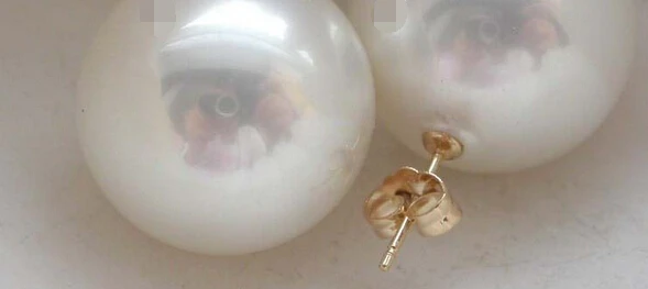 

wb002 Round White Shell Pearl Earrings 14k
